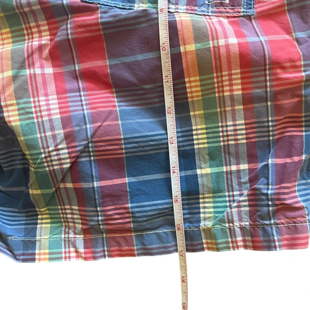 Polo Ralph Lauren Men Plaid Swim Trunks Multicolor Large Cotton Blend 6in Inseam